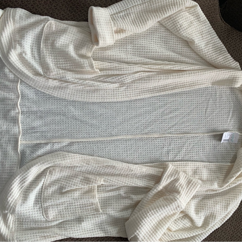 Cream Waffle Knit Cardigan